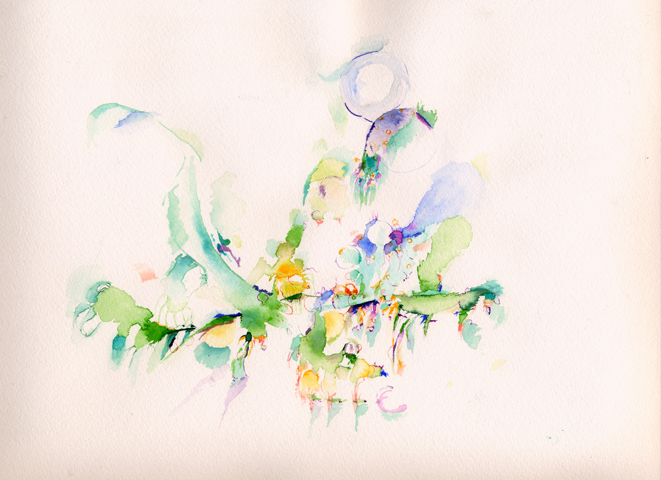 Kirsten Kötter: Site-specific painting, Malerei vor Ort, 2003, Aquarell, 24 × 32 cm