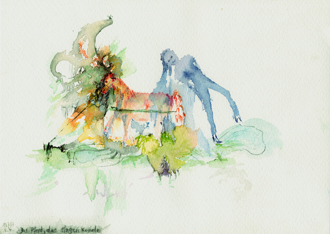 Kirsten Kötter: Das Pferd, das singen konnte, 18.07.2007, Aquarell, 17 × 24 cm