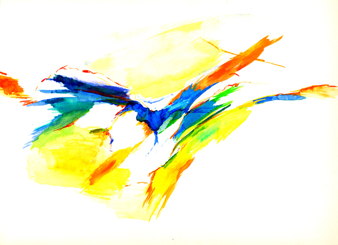 Kirsten Kötter: Site-specific painting, Malerei vor Ort, um 1991, Aquarell, 24 × 34 cm