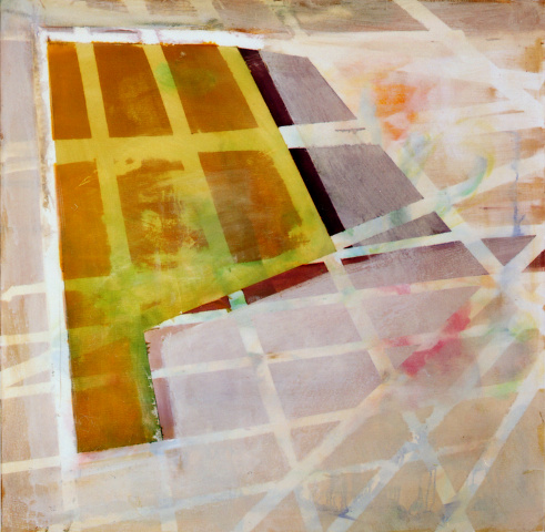 untitled (Road map), 2007 / 2010, oil, acrylic, canvas, palimpsest (overpainting),
  100 × 10 cm (Kirsten Kötter) / ohne Titel (Straßenkarte), Palimpsest (Übermalung)