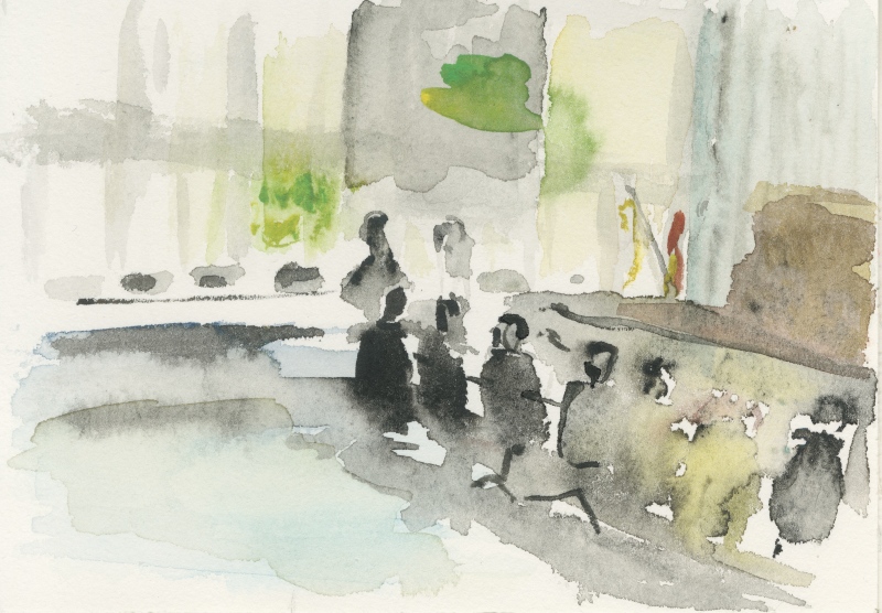2026-04-21_umwelt-klima_skizze1, watercolour, 12 × 17 cm (Kirsten Kötter)